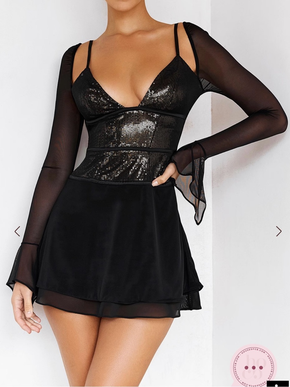 Mistress Rocks NWT Black Dark Green Sequin Layered Mesh Mini Dress Small S HOCO
